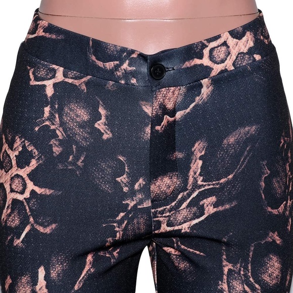 Womens Casual Leggings Stretchy High Waisted Work Pants Snake Print Leggings - Picture 5 of 8